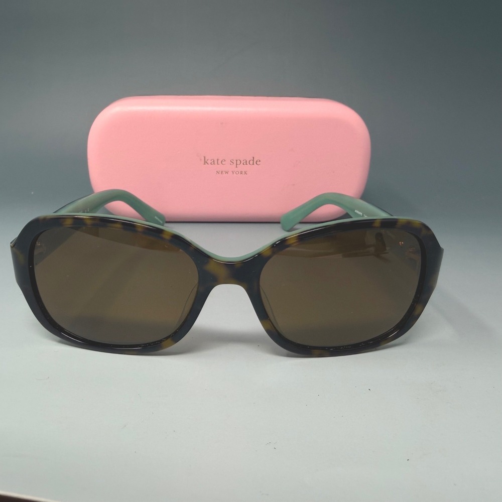 Kate Spade Akira Polarized Sunglasses Tortoise Green TJAVW 54-17-130 with Case
